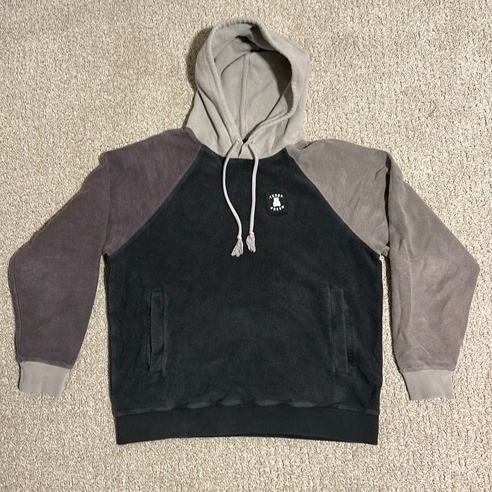 Reverse fleece color block hoodie, teddy fresh